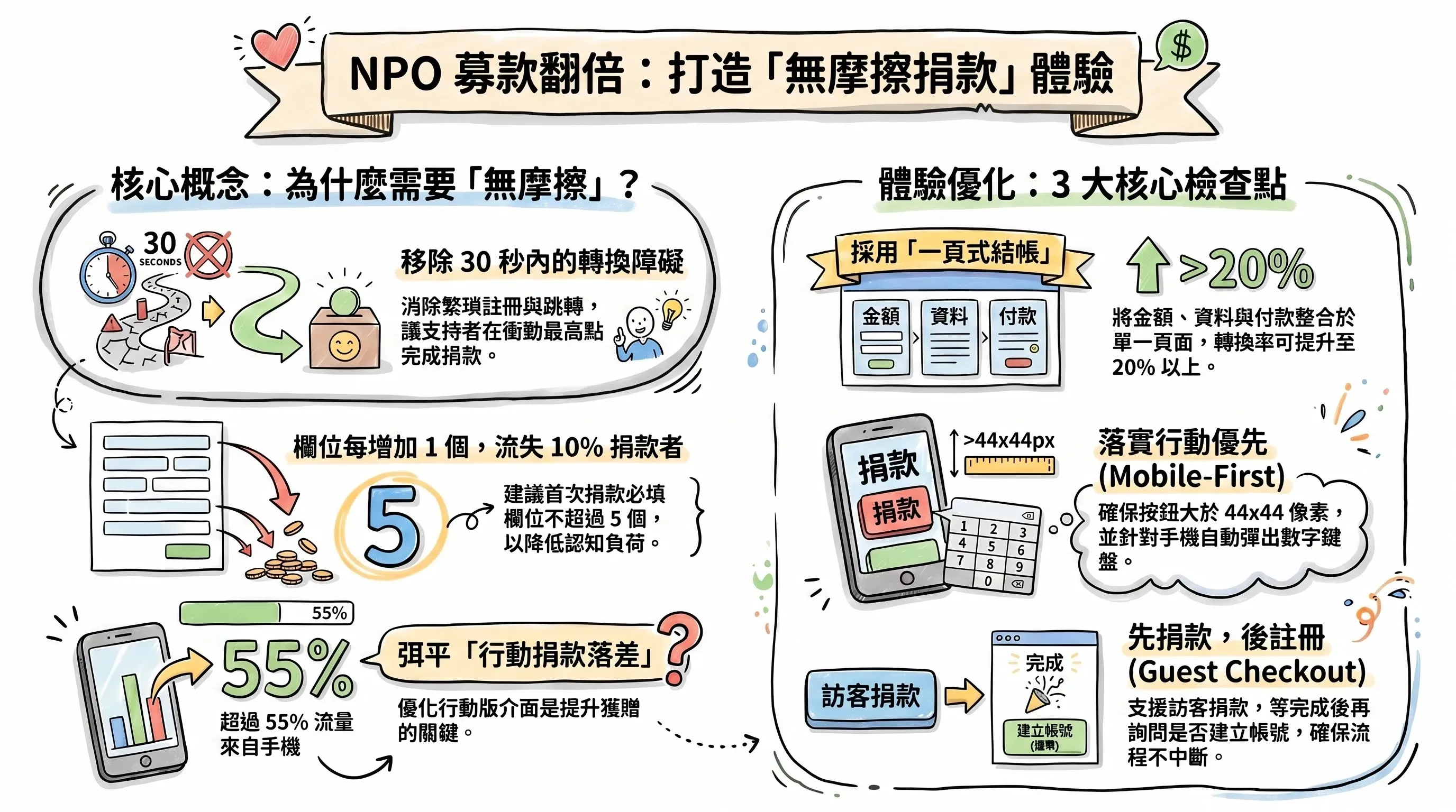 一頁式結帳與行動優先設計對捐款轉換率的影響